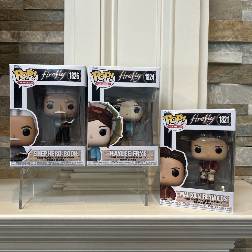 3 Funko Pop! Firefly Malcolm Reynolds #1821, Shepard Book 1826,Kaylee Frye 1824